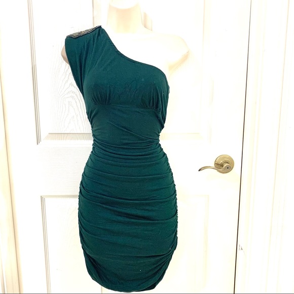 Papaya Clothing Green One Shoulder Embellish Dress - Picture 2 of 6